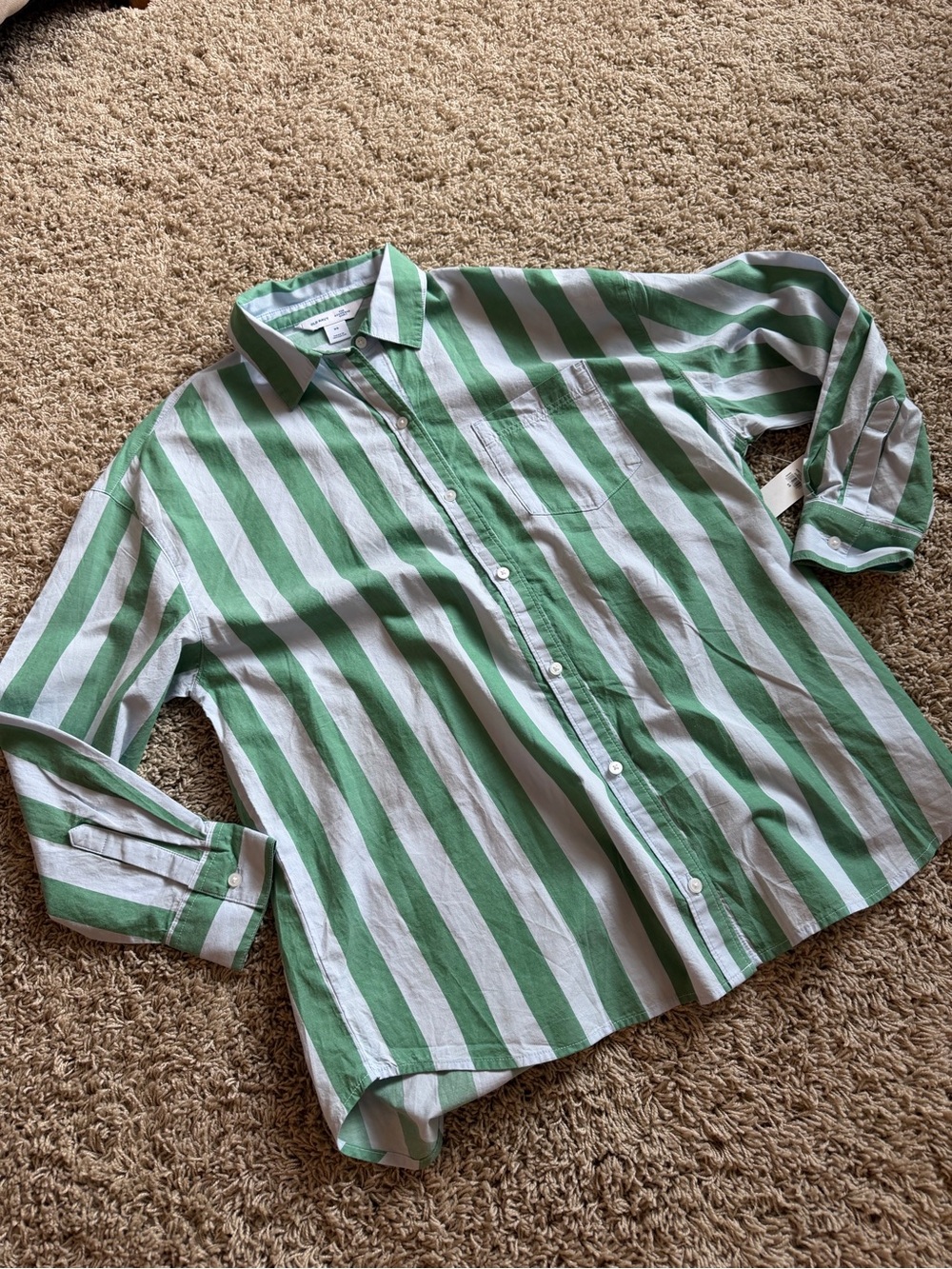 Stripe Button Down Sz X-small (Oversized Fit) NWT